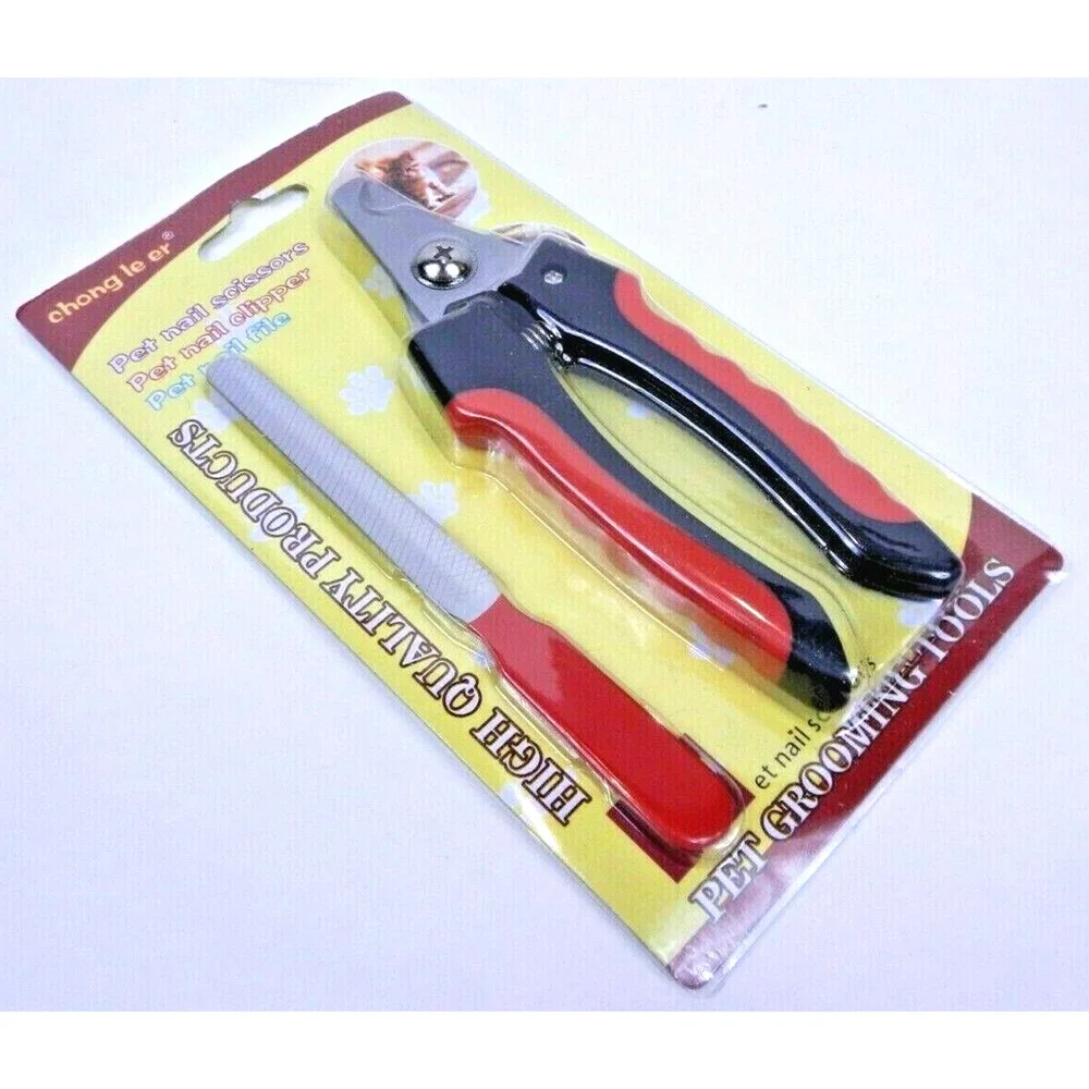 CHONG LE ER Pet Nail Clipper and Scissors W/ Bonus File Pet Grooming Tools Red